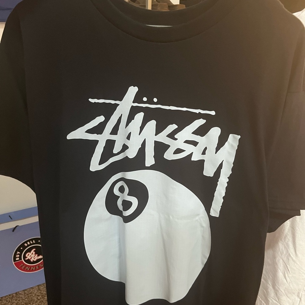 “Stussy” Black Tee with Bold Graphic